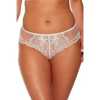 Kalhotky Smetanové krajkové kalhotky Gaia Luiza GFP 1242 Luiza S-3XL Velikost: 2XL, Barva: smetanovo-kávová