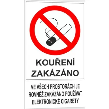 Traiva s.r.o. Zákaz kouření elektronických cigaret ve všech prostorách Verze: Plast 150 x 270 mm tl. 0.5 mm - Kód: 15231