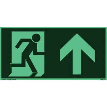 Traiva s.r.o. Únikový východ průběžný Verze: Samolepka 200 x 100 mm tl. 0.4 mm - fotoluminiscenční - Kód: 05849