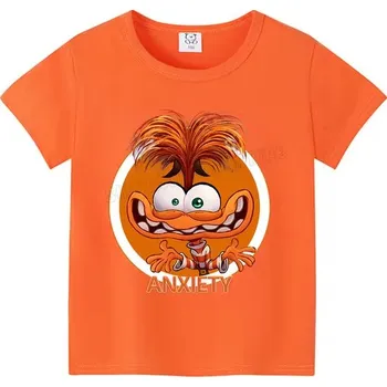 Disney Dětské barevné tričko s potiskem V hlavě 2 (Inside Out 2) Barva: oranžové (Anxiety), Velikost: 110