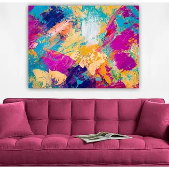 Obraz ASIR Obraz na plátně Tyrkysová a růžová abstrakce