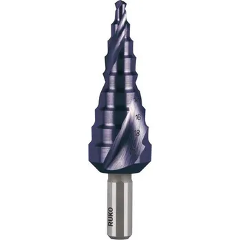Vrták Ruko 101051F - Vrták do kovu pr. 4-20mm stupňovitý, stopka 8mm č.1, HSS TiAIN