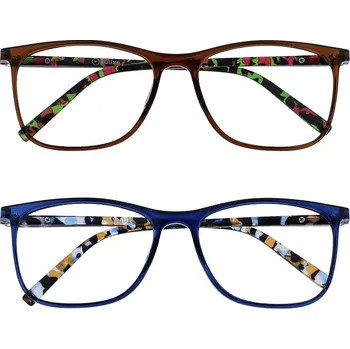 Brýle na čtení 2 ks Hnědá + Modrá +2,00