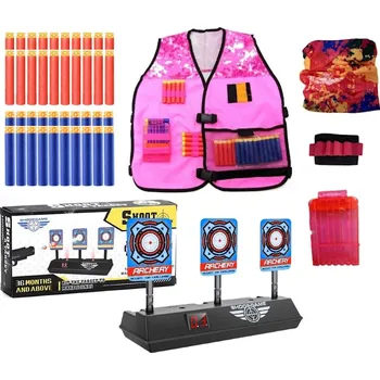 Dětská zbraň Export Sada vesty Nerf pro dívky + elektronický terč 3 cíle