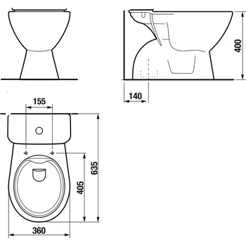 Klozet Jika Lyra Plus náhradní mísa k WC kombi RIMLESS svislý odpad H8247270000001