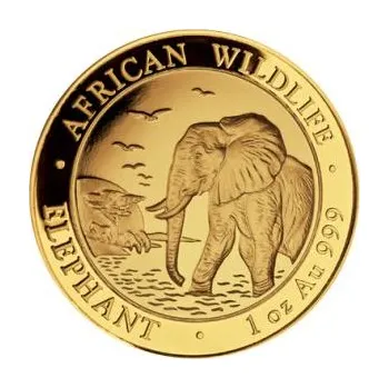 1 unce zlatá mince Somálsko slon 2010