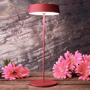 Venkovní osvětlení Deko-Light LED stolní lampa Miram, baterie, stmívací rubínová - výška stínidla 3 cm; Ø noha 10,2 cm rubínově červená LED 2,2 W celkem - Doprava zdarma