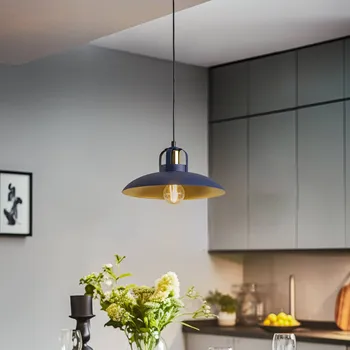 Eko-Light Závěsné světlo Felix, modré/zlaté, 1 žárovka námořnická modrá, zlatá 1 x 60 W - Doprava zdarma