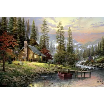 Puzzle Schmidt Thomas Kinkade Domek v horách Haus in den Bergen 500 dílků
