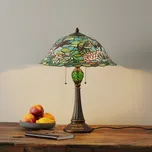 Clayre&Eef Okouzlující stolní lampa Waterlily v Tiffany stylu modrozelená, šeříková, tmavě hnědá 3 x 60 W - Doprava zdarma