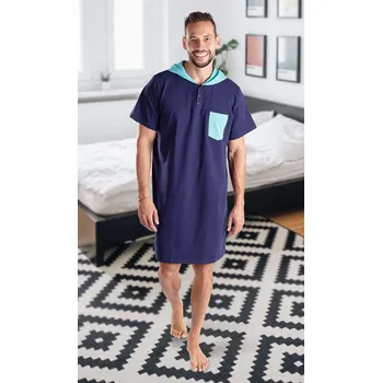 Dámská noční košile Pánská noční košile tmavě modrá-mintová XL -