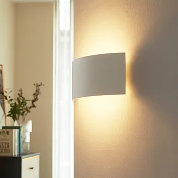 Lampička Nástěnné svítidlo Lindby Naike, bílé, sádra, výška 15 cm bílá 2 x 20 W - Doprava zdarma