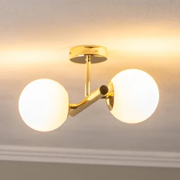 Domiluce Stropní světlo Linea, zlaté, dvouplamenné - Ø baldachýn 10 cm zlatá, bílá 2 x 15 W LED - Doprava zdarma