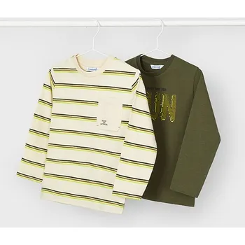 Oblečení a móda Mayoral chlapecké 2 trika s pruhy dlouhý rukáv 4053 smetanové Rozměr: 128