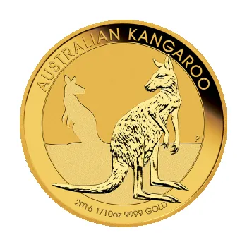 Sběratelství 1/10 uncí zlatá mince Austrálie klokan 2016