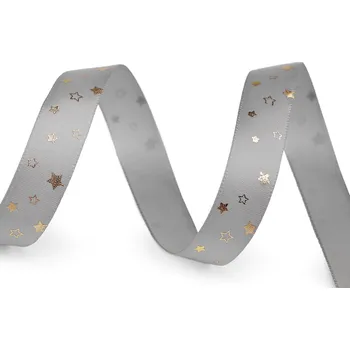 Stuha Vánoční saténová stuha hvězdy šíře 15 mm