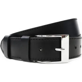 Opasek Černý prošívaný kožený pánský opasek op_4