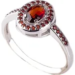 stříbrný prsten s českým granátem - ovál (6271122) Velikost: 56, povrchová úprava: rhodiované