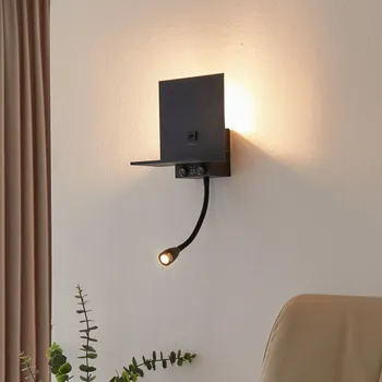 Lampička Nástěnné svítidlo Lindby Thorid, černé, USB, LED lampa na čtení, G9 černá 1 x 8 W G9 bez + 1 W LED vč. - Doprava zdarma
