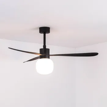 Lampička FARO BARCELONA Stropní ventilátor Amelia Ball LED světlo černá - Svítidlo – Ø 21,7 cm, výška 21 cm; celková výška s dlouhou tyčí 58 cm; baldachýn – Ø 13 cm, výška 6 cm; minimální montážní výška 2,30 m LED 15 W celkem - Doprava zdarma