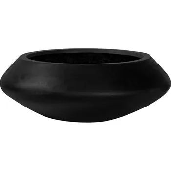 Květináč Pottery Pots Venkovní květináč kulatý Tara XL, Black (barva černá), kolekce Natural, kompozit Fiberstone, průměr 100 cm x v 37,5 cm, objem cca 88 l