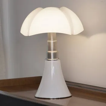 Lampička Martinelli Luce stolní lampa Pipistrello Med, stmívač, bílá - Délka kabelu s konektorem 235 cm bílá, satinovaná nerezová ocel, opálově bílá LED 9 W celkem - Doprava zdarma