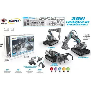 ostatní stavebnice Stavebnice 3v1 hydraulické stavební stroje pro děti 8+, 168 dílů