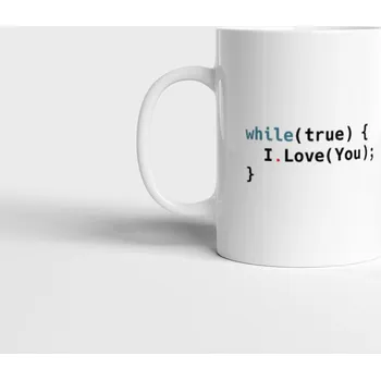 Hrnek pro programátora While true I Love You - Žlutá