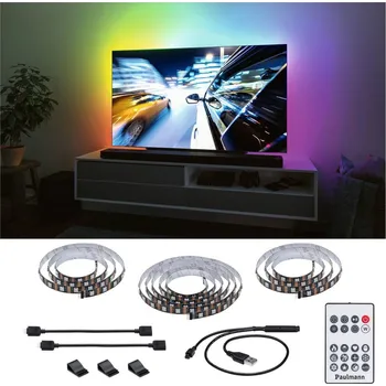 Lampička Paulmann EntertainLED LED-Strip RGB TV set 75 palců - Délka dlouhého pásku 150 cm; délka krátkých pásků 80 cm; délka konektoru mezi pásky 10 cm; délka kabelu USB 40 cm černá LED 5 W celkem - Doprava zdarma