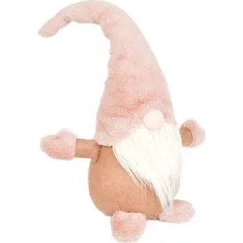 Vánoční dekorace Skřítek s růžovou plyšovou čepicí 50 cm