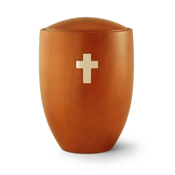 Smuteční dekorace Dřevěná urna Sevilla - Kříž/Mango