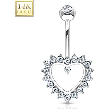Piercing Šperky4U Zlatý piercing do pupíku - srdíčko Au 585/1000 - ZL01077-WG
