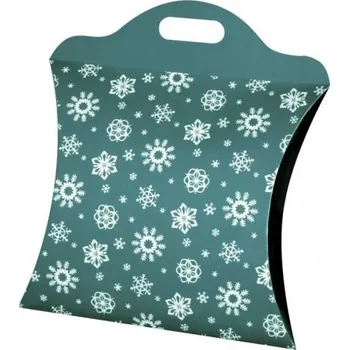 Dárková taška Vánoční papírová taška s vločkami - modrá - 00500060