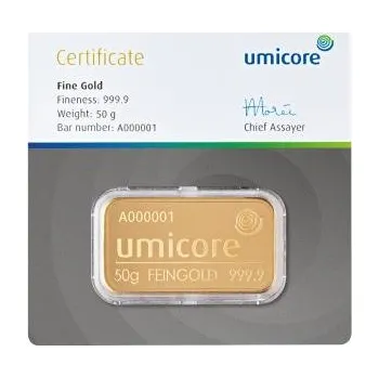 Sběratelství 50 gramů zlatý slitek Umicore