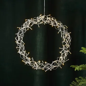 Lampička STAR TRADING LED věnec Curly, teplá bílá, Ø 50 cm - Délka kabelu 350 cm stříbrná, průhledná LED 0,60 W celkem - Doprava zdarma