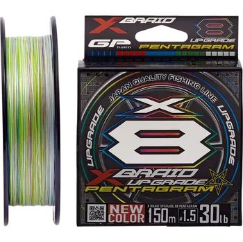 Rybářská šňůra Pletená šňůra YGK X-Braid Upgrade X8 Pentagram #PE1,0 (0,165mm) 10kg 150m Multicolor