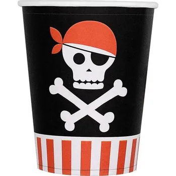 Koktejlová dekorace Funiglobal - 8 kelímků pirát- Pirates Party -