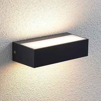 Venkovní osvětlení Venkovní nástěnné svítidlo Lindby LED Nienke, 17 cm, odolné proti mořské vodě, tmavě šedá (RAL 7024), bílá 1 x 7,2 W LED