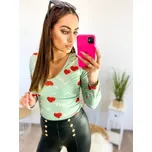 Romantické body s valentýnskou tématikou mentolové, VELIKOST UNI ( XS, S, M )