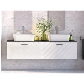 Nábytek Spodní skříňka FLOO bílá matná - Bílá, Černá, 60, 50, 40, Pravá varianta (NASUF654BCP) HOPA