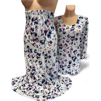 Dámský kostýmek Květinový kostýmek DEZIRE, Barva Bílá, Velikost XL 44, Materiál 96% Viskoza 4% Lycra