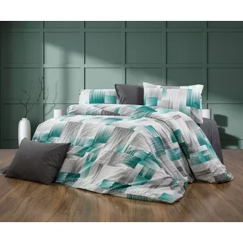 Povlečení Bavlněné povlečení Tahy štětcem tyrkys