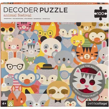 Puzzle Petitcollage zvířátka s 3D brýlemi 100 dílků