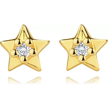 Náušnice Náušnice ze žlutého zlata 585 - hvězda s čirým briliantem uprostřed, puzety