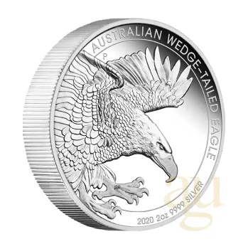 Sběratelství 2 unce stříbrná mince Austrálie Wedge Tailed Eagle 2020 - leštěná deska
