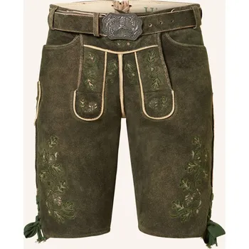 Pánské kalhoty Hirscher Pánské Kožené Krojové Kalhoty Bamberg, khaki, 46