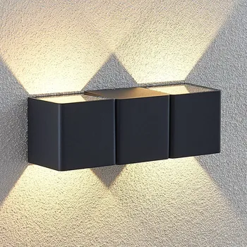 Venkovní osvětlení Lindby LED venkovní nástěnné svítidlo Niclas, hranaté tmavě šedá 2 x 4 W LED - Doprava zdarma