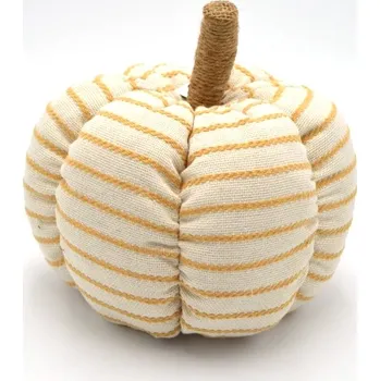 Party dekorace Dýně látková 22 cm - béžové pruhy
