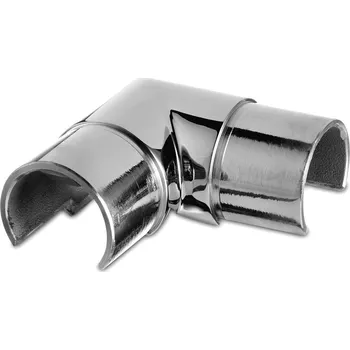 Spojka, 90°, horizontální Spojka, 90°, horizontální, pro krycí lištu, O42,4 x 1,5 mm, nerez. ocel 304, kartáčovaná