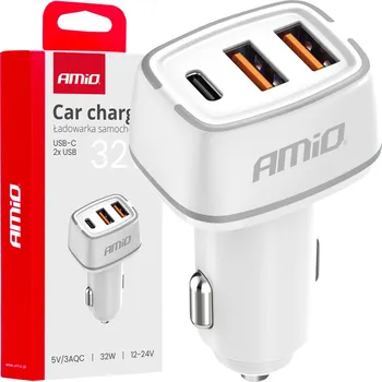 Nabíječka do auta 2x USB-A + USB-C 32W 12/24V